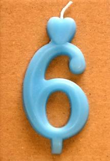 Sviečka modrá číslica 6