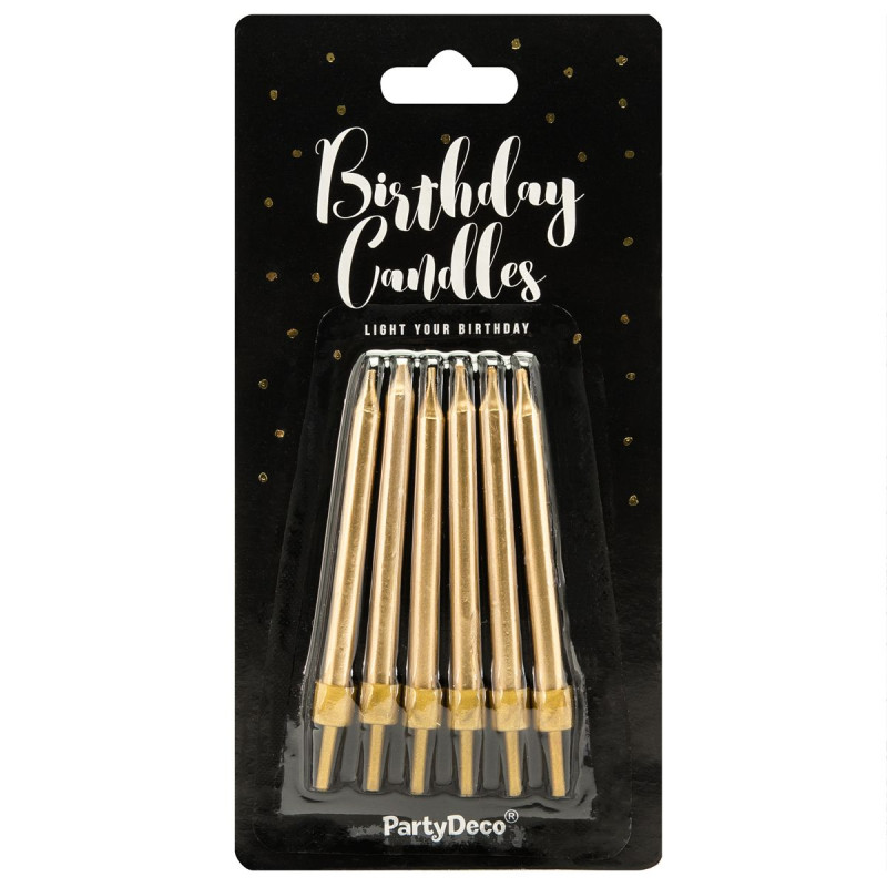 PartyDeco Candles Gold 6/pcs