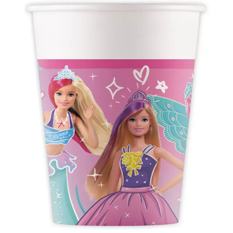 Pohár papierový 200 ml (8ks)-Barbie