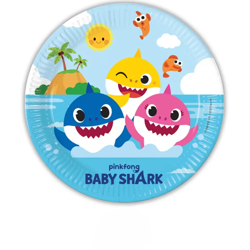 Papierové taniere 23 cm (8ks)- Baby Shark