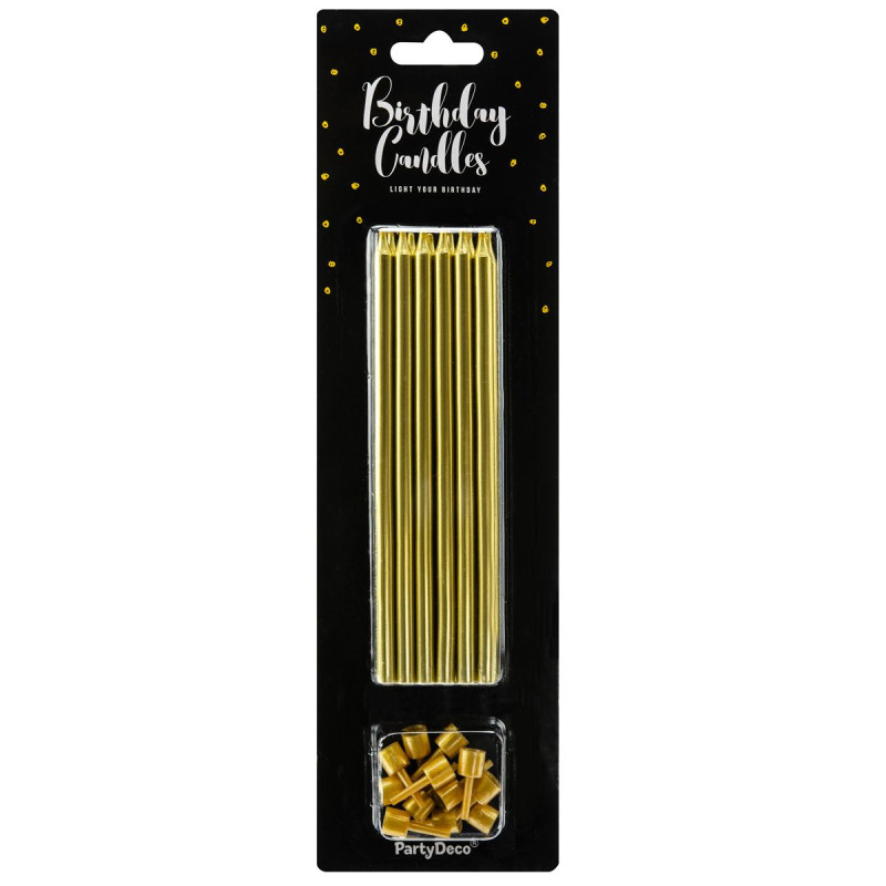 PartyDeco Candles Gold 12/pcs